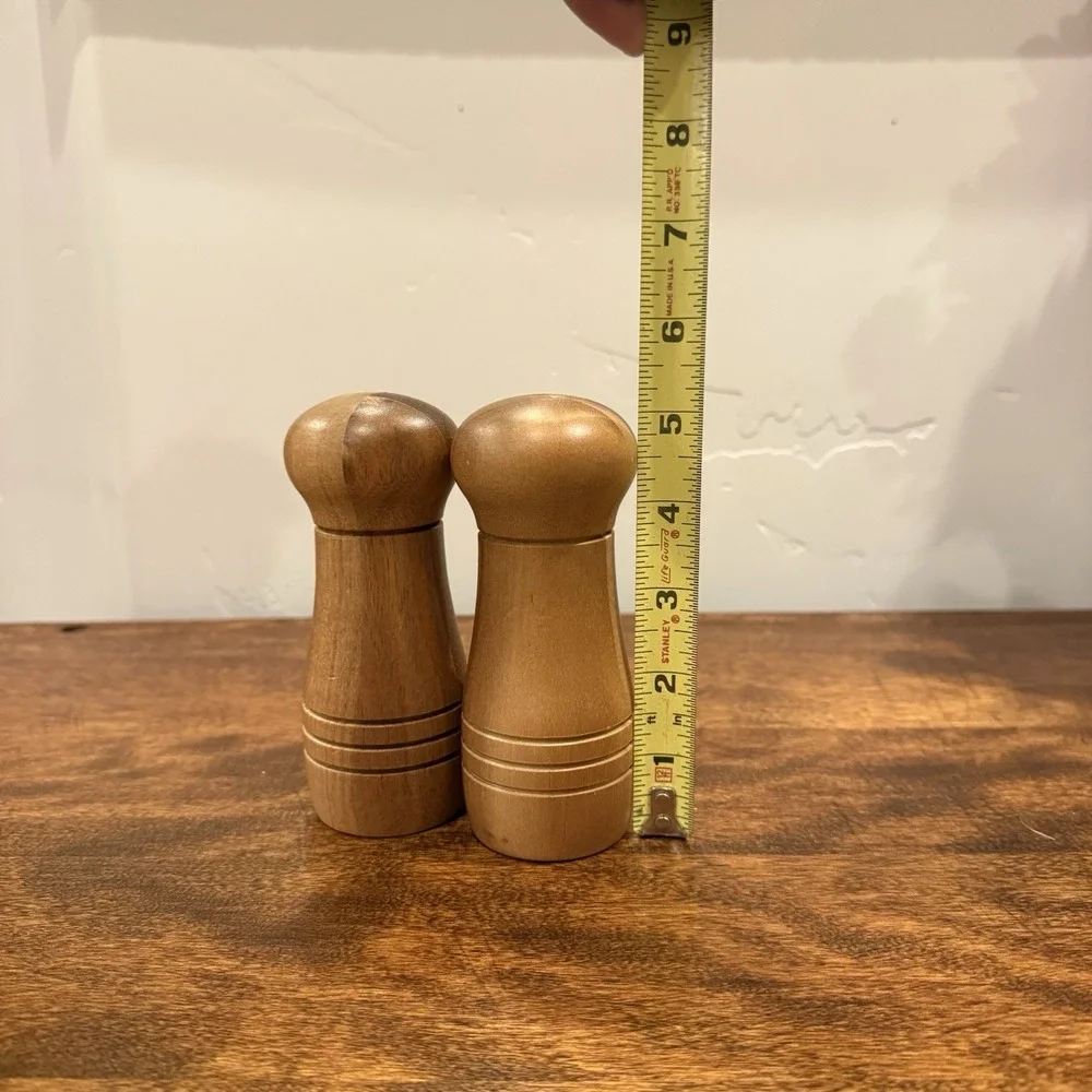 Acacia Turned Wood‎ Salt Shaker & Pepper Shaker Set 2 Piece Handmade